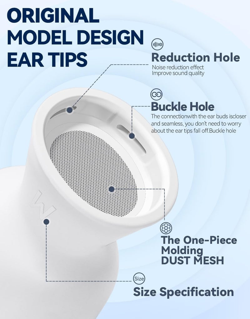 joremx 4 Pairs Silicone Replacement Ear Tips for AirPods Pro (2019) & AirPods Pro 2 (2022) with Cleaning Pen,Noise Reduction Holewith & Built-in dust Guard Screen,USB-C (2023)-4 Sizes (XS/S/M/L) - Image 4